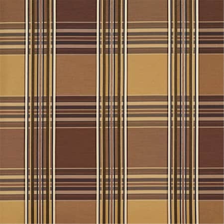 Designer Fabrics 54 in. Wide Brown And Gold Shiny Stripes Plaid Silk Satin Upholstery Fabric U0220E